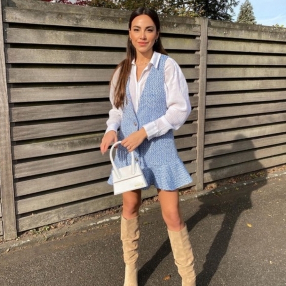 Zara RUFFLED TEXTURED PINAFORE DRESS - Picture 12 of 17